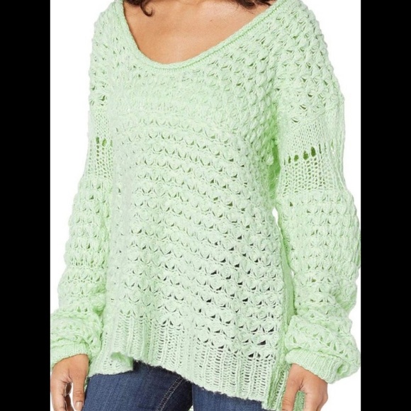 Free People Crashing Waves Pullover Sweater in Mint Sz M NWT $148R - Picture 5 of 10